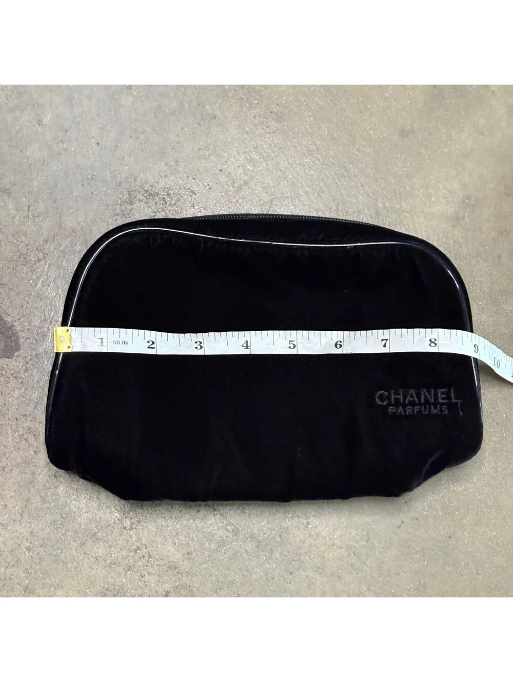 Chanel Parfums Black Velvet Cosmetic Pouch with Zipper